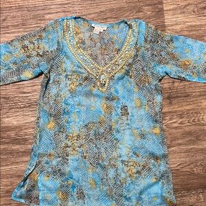 Blue and Gold V-Neck Tunic